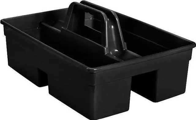 Alt view image 9 of 9 - Rubbermaid Commercial Executive Carry Caddy 2-Compartment Plastic 10 3/4"W x 6 1/2"H Black 1880994