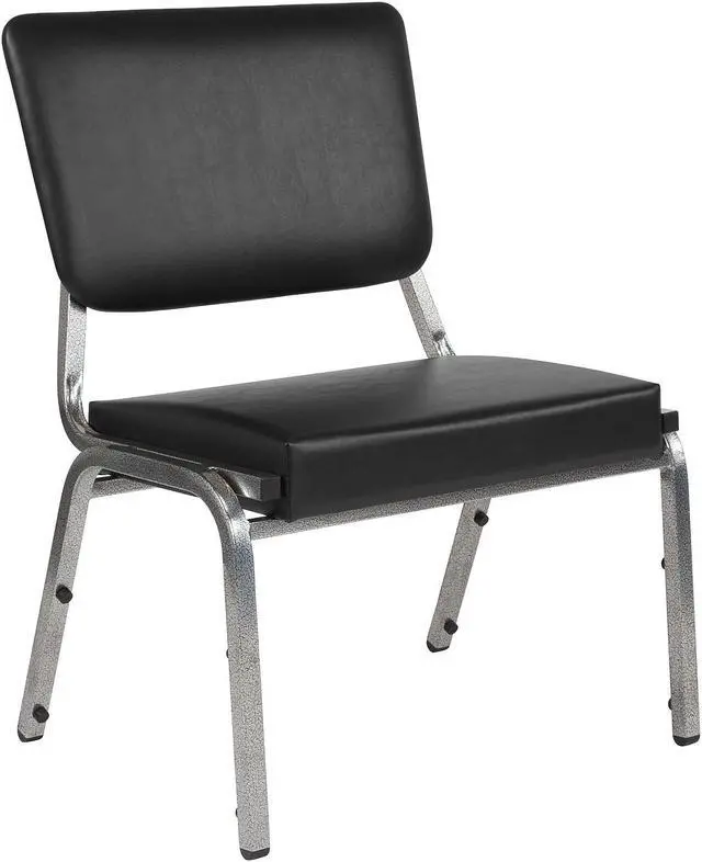 Alt view image 16 of 20 - HERCULES Series 1500 lb. Rated Black Antimicrobial Vinyl Bariatric Medical Reception Chair with 3/4 Panel Back