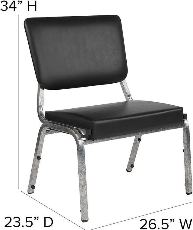 Alt view image 20 of 20 - HERCULES Series 1500 lb. Rated Black Antimicrobial Vinyl Bariatric Medical Reception Chair with 3/4 Panel Back