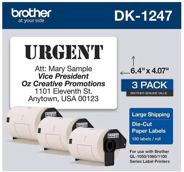 Alt view image 14 of 18 - Brother Die-Cut Shipping Labels, 4.07 x 6.4, White, 180/Roll, 3 Rolls/Pack