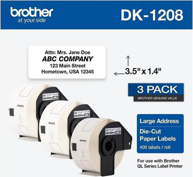 Alt view image 8 of 11 - Die-Cut Address Labels 1.4 x 3.5 White 400/Roll 3 Rolls/Pack DK12083PK