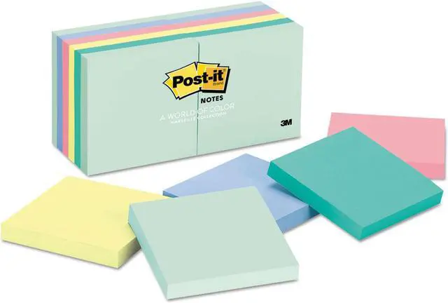 Alt view image 16 of 20 - Post-it Original Pads in Marseille Colors 3 x 3 100-Sheet 12/Pack 654AST