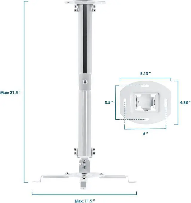 Alt view image 19 of 19 - Mount-It! Ceiling Projector Mount Height Adjustable Universal Stand MI-606B