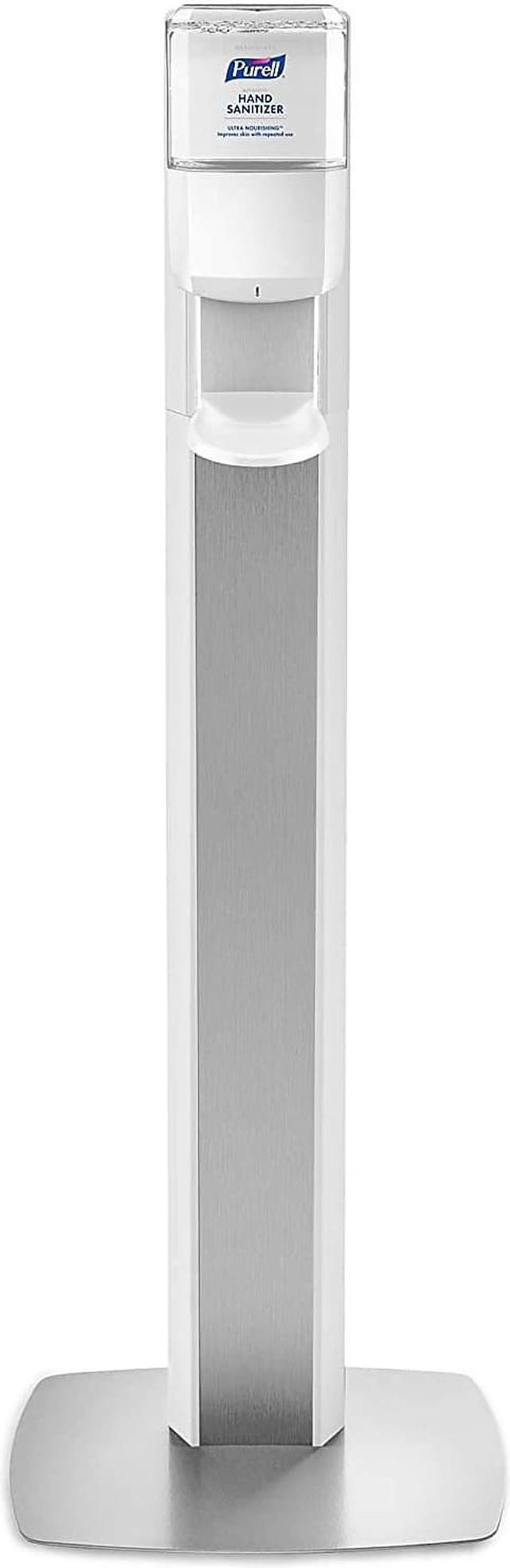 Main image of Purell Messenger ES6 Hand Sanitizer Floor Stand with Dispenser Silver/White 7306-DS-SLV