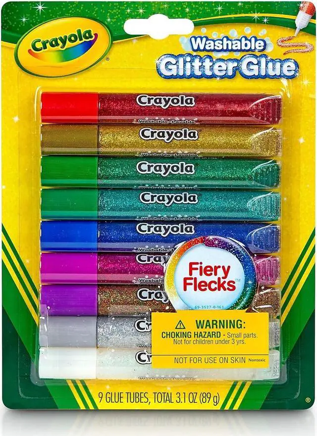 Alt view image 12 of 15 - Crayola Washable Glitter Glue Pens .35oz-Bold 9/Pkg