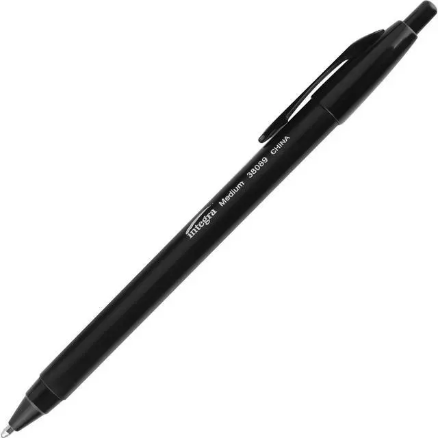 Alt view image 7 of 7 - Integra Ballpoint Pens Retractable Medium Point Black Barrel/Ink 38089