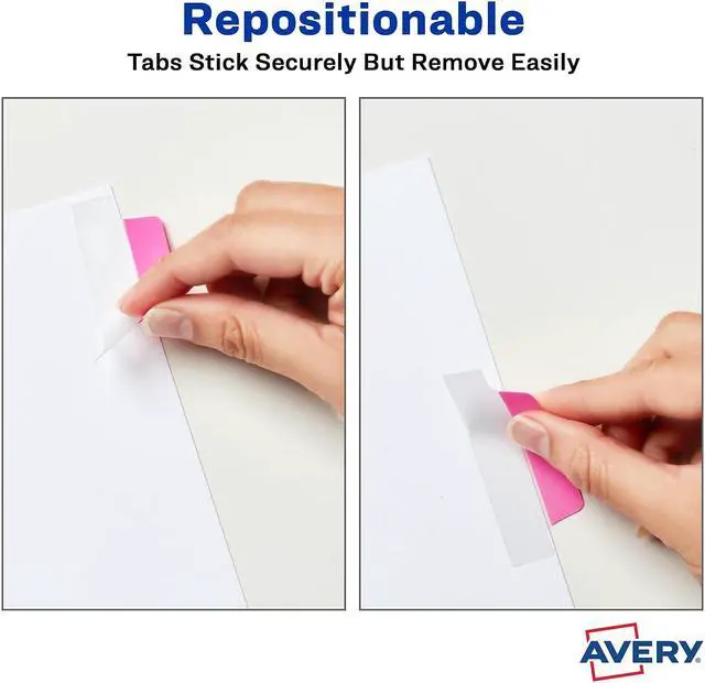 Alt view image 11 of 15 - Avery Tabs Repositionable 2-Sided 2-1/2"x1" 48/PK AST Neon 74865