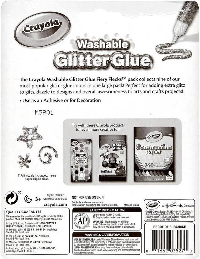 Alt view image 15 of 15 - Crayola Washable Glitter Glue Pens .35oz-Bold 9/Pkg
