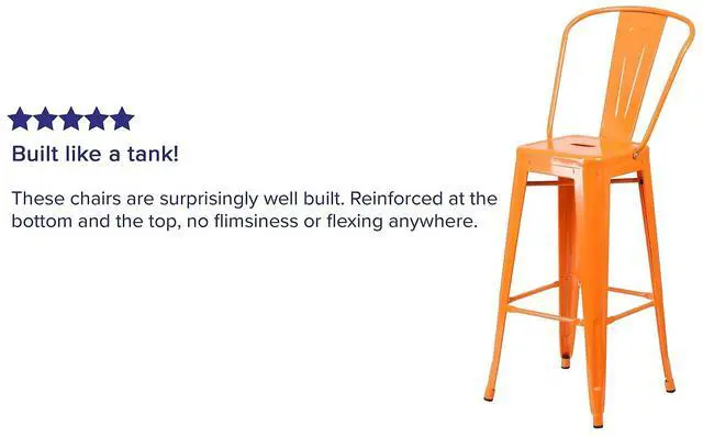 Alt view image 5 of 15 - FLASH FURNITURE 4-CH-31320-30GB-OR-GG Orange Metal Indoor-Outdoor Barstool with