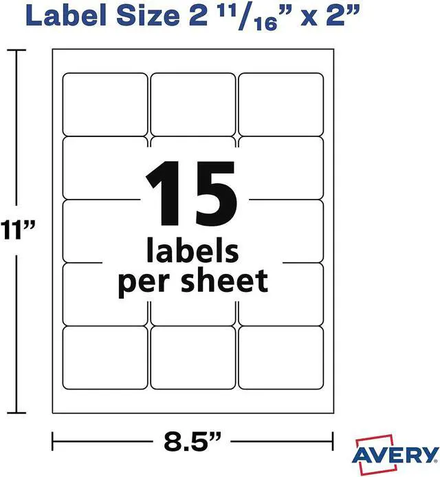 Alt view image 12 of 13 - Avery Printable Blank Rectangle Labels, 2-11/16" x 2", Matte White, 375 Customizable Labels (6490)