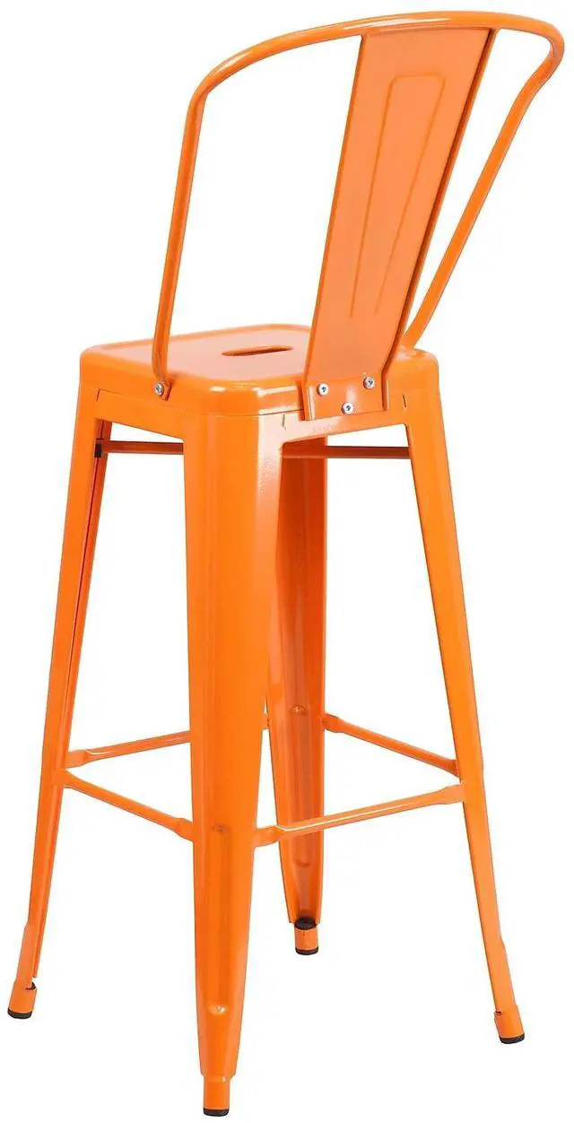 Alt view image 7 of 15 - FLASH FURNITURE 4-CH-31320-30GB-OR-GG Orange Metal Indoor-Outdoor Barstool with