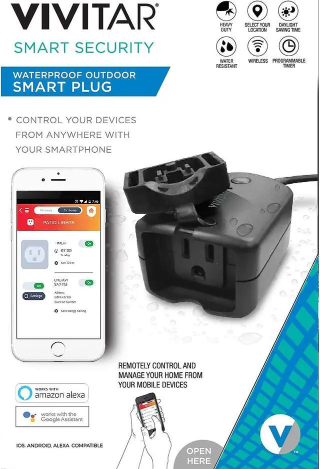 Alt view image 2 of 5 - Vivitar WiFi Outdoor Smart Plug (HA-1011-STP)