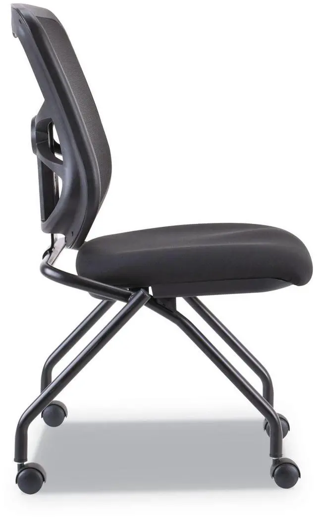 Alt view image 2 of 10 - Alera ALEEL4915 Elusion Mesh Nesting Chairs, Black Seat / Black Back, Black Base, 2/Carton