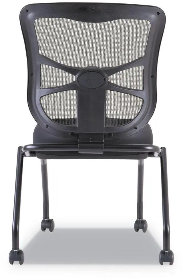Alt view image 3 of 10 - Alera ALEEL4915 Elusion Mesh Nesting Chairs, Black Seat / Black Back, Black Base, 2/Carton