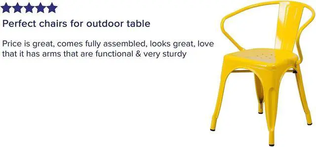 Alt view image 10 of 15 - FLASH FURNITURE 4-CH-31270-YL-GG Yellow Metal Indoor-Outdoor Chair with Arms
