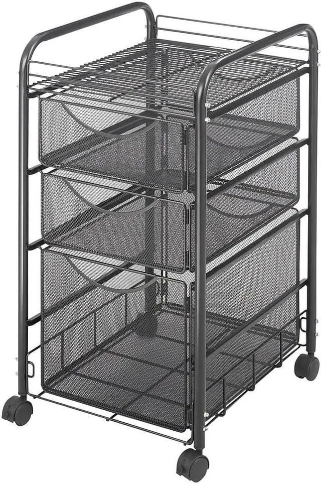 Main image of Safco Onyx Mesh Mobile File With Two Supply Drawers 15-1/4w x 17d x 27h Black 5213BL