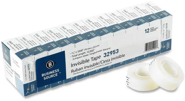 Alt view image 2 of 12 - Business Source Invisible Tape Value Pk 1" Core 3/4"x1000" 12/PK Clear 32953