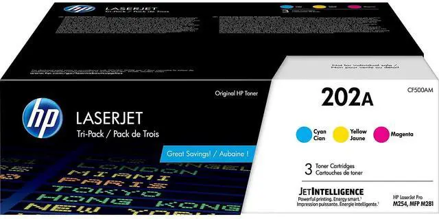 Alt view image 20 of 20 - HP 202A 3-pack Cyan/Magenta/Yellow Original LaserJet Toner Cartridges, Per