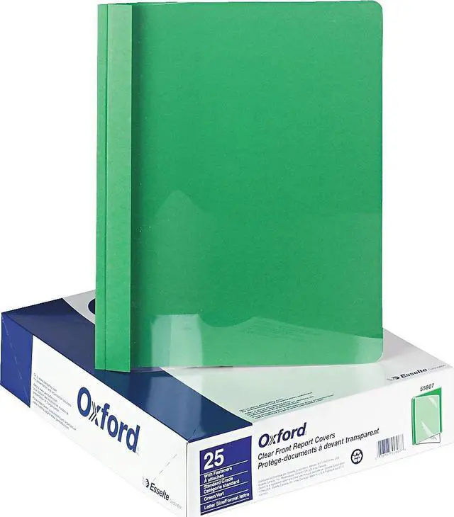 Alt view image 5 of 11 - Oxford 55807 Clear Front Report Cover, Tang Clip, Letter, 1/2" Capacity, Green, 25/Box