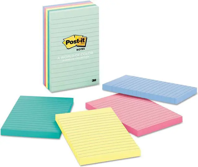 Alt view image 2 of 20 - 3M 6605PKAST 4 x 6 Ruled Five Colors Five 100-Sheet Pads Pack