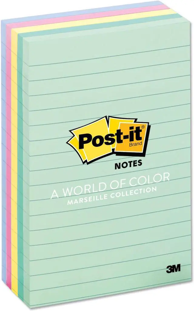 Alt view image 15 of 20 - 3M 6605PKAST 4 x 6 Ruled Five Colors Five 100-Sheet Pads Pack