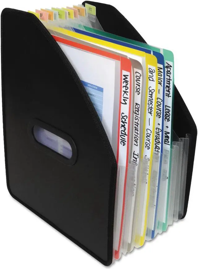Alt view image 18 of 20 - C-Line Vertical Expanding File 13-Pocket 10" Expansion Letter Poly Black 58810