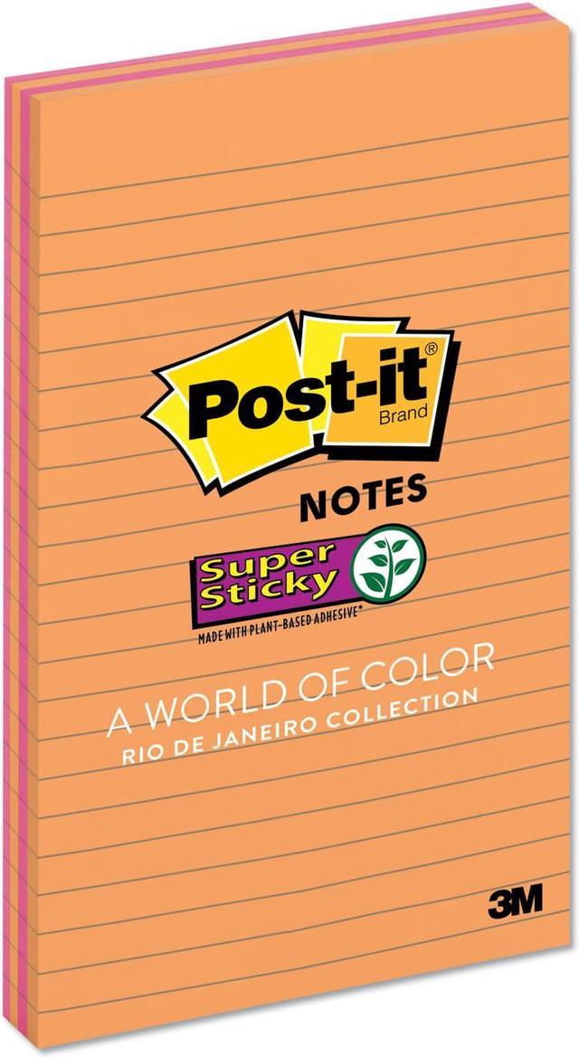 Post-it Super Sticky Large Notes, 6 x 4 in, Rio De Janeiro Colors, Pad of 45 Sheets, Pack of 8