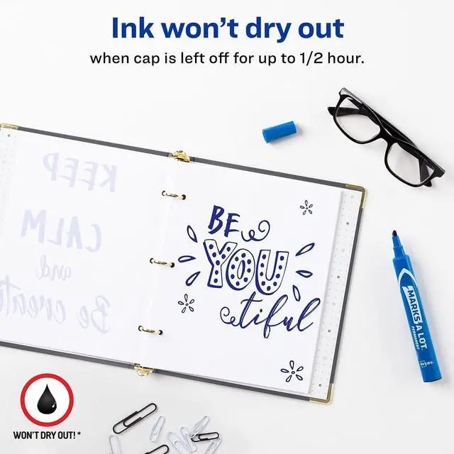 Alt view image 7 of 11 - Avery Marks-A-Lot Large Desk-Style Permanent Marker Chisel Tip Blue Dozen 08886