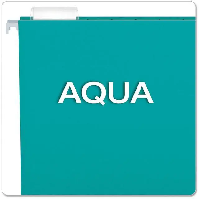 Alt view image 11 of 14 - Pendaflex Essentials Colored Hanging Folders 1/5 Tab Letter Aqua 25/Box 81616