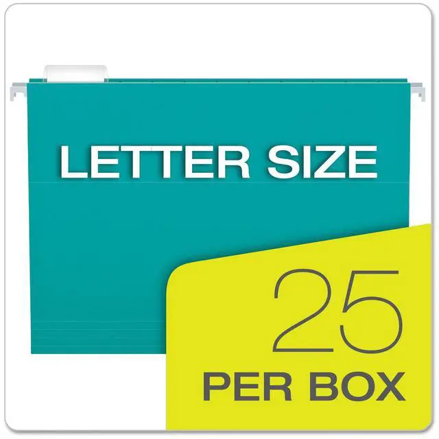 Alt view image 13 of 14 - Pendaflex Essentials Colored Hanging Folders 1/5 Tab Letter Aqua 25/Box 81616