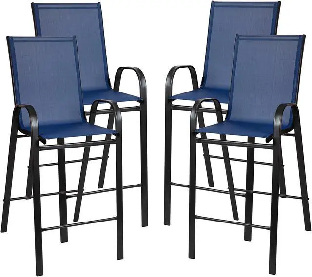 Main image of Flash Furniture 24" High Black Metal Indoor-Outdoor Counter Height Stool with Vertical Slat Back 2 Pack (2CH6120024BK)