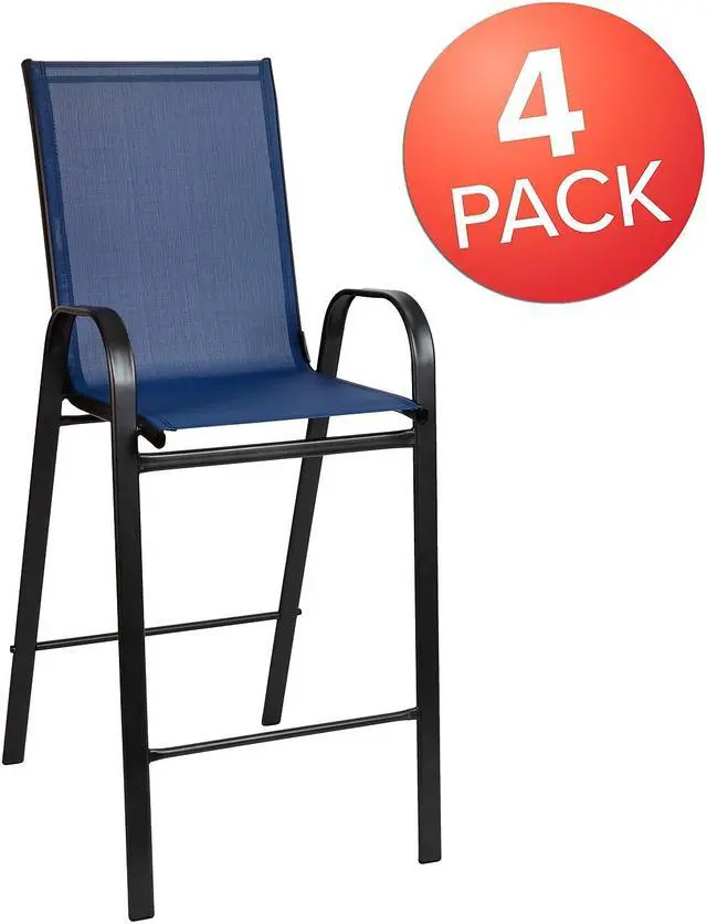 Alt view image 3 of 20 - Flash Furniture 24" High Black Metal Indoor-Outdoor Counter Height Stool with Vertical Slat Back 2 Pack (2CH6120024BK)