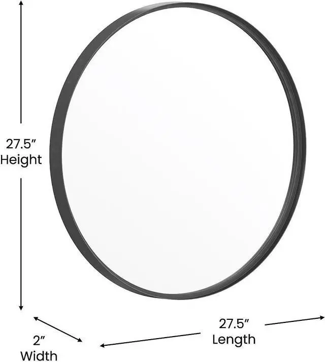 Alt view image 4 of 19 - Flash Furniture Jennifer Round Metal Framed Wall Mirror 27.5" Black (HFMHD75G412315)