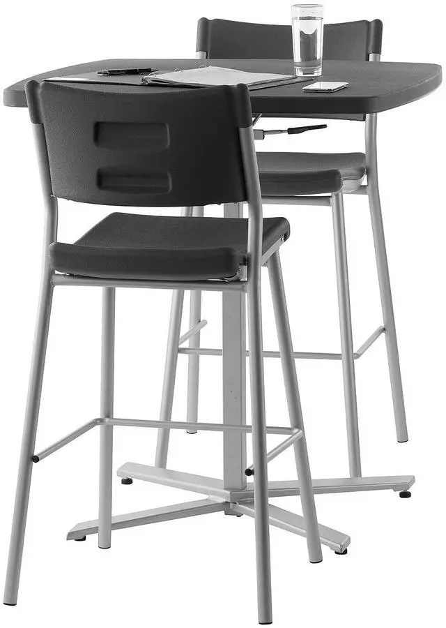 Alt view image 6 of 10 - NSP Cafe Time Adjustable-Height Table - Square - 36w x 36d x 30 to 42h - Charcoal Slate  CTT3042