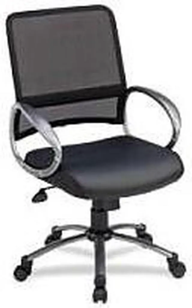Alt view image 10 of 10 - Lorell Mesh Back Task Chair Leather Seat 25"x25"x42" Black 69518