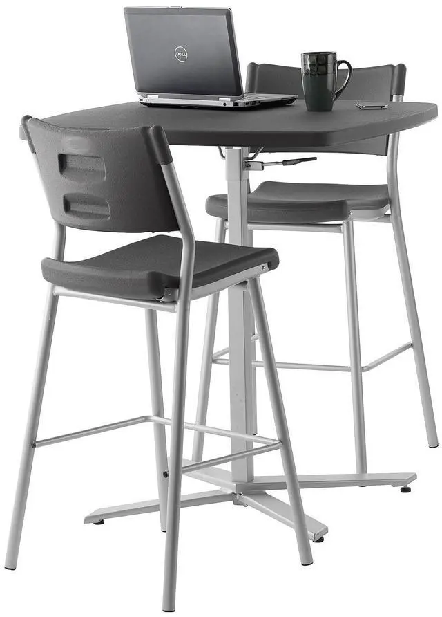 Alt view image 7 of 10 - NSP Cafe Time Adjustable-Height Table - Square - 36w x 36d x 30 to 42h - Charcoal Slate  CTT3042