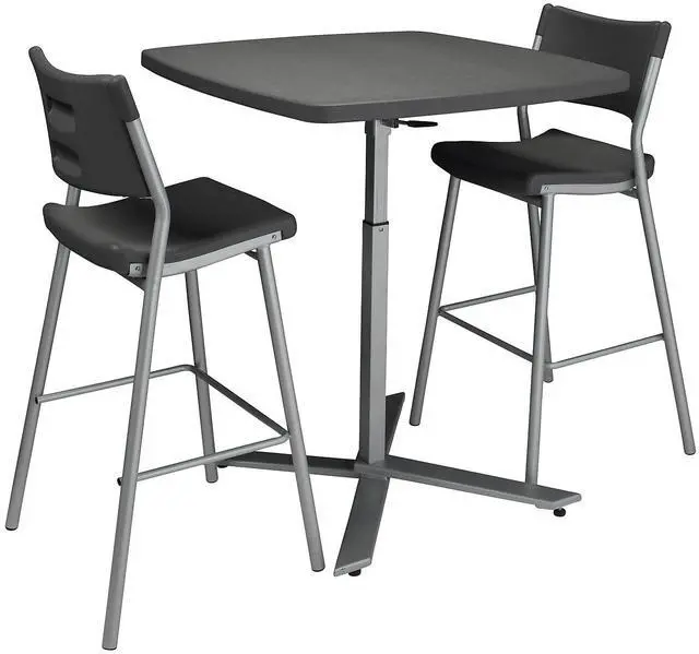 Alt view image 8 of 10 - NSP Cafe Time Adjustable-Height Table - Square - 36w x 36d x 30 to 42h - Charcoal Slate  CTT3042