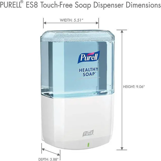 Alt view image 11 of 12 - ES8 Soap Touch-Free Dispenser, 1200mL, 5.25" x 8.56" x 12.13", White 773001