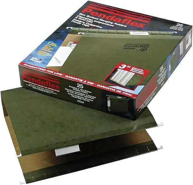 Alt view image 13 of 15 - Pendaflex Reinforced 3" Extra Capacity Hanging Folders Letter Standard Green 25/Box 4152X3