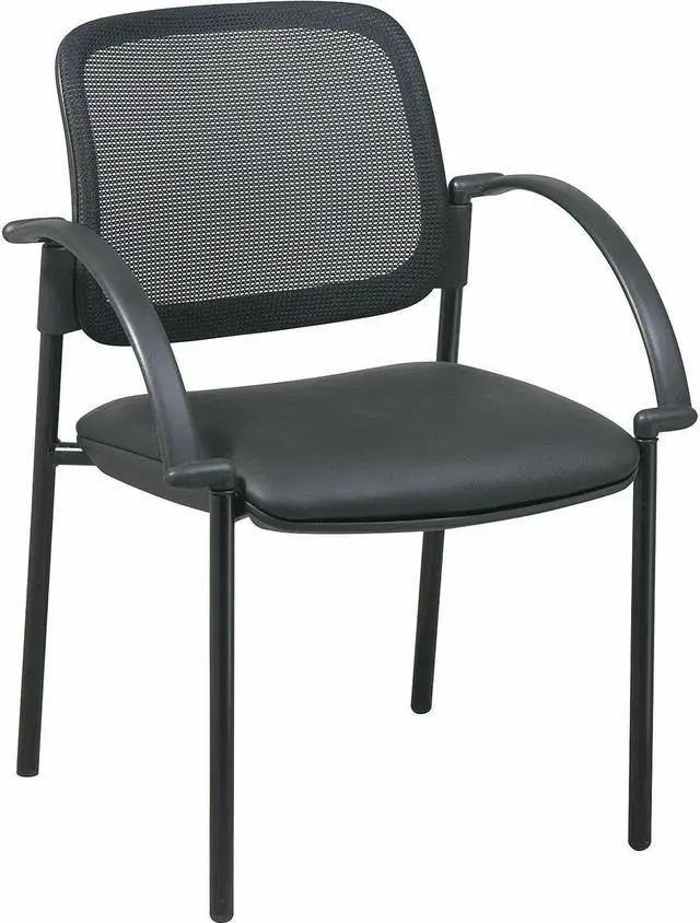 Alt view image 2 of 9 - Lorell Guest Chair 24"x23-1/2"x32-3/4" Black Faux Leather Seat 60462