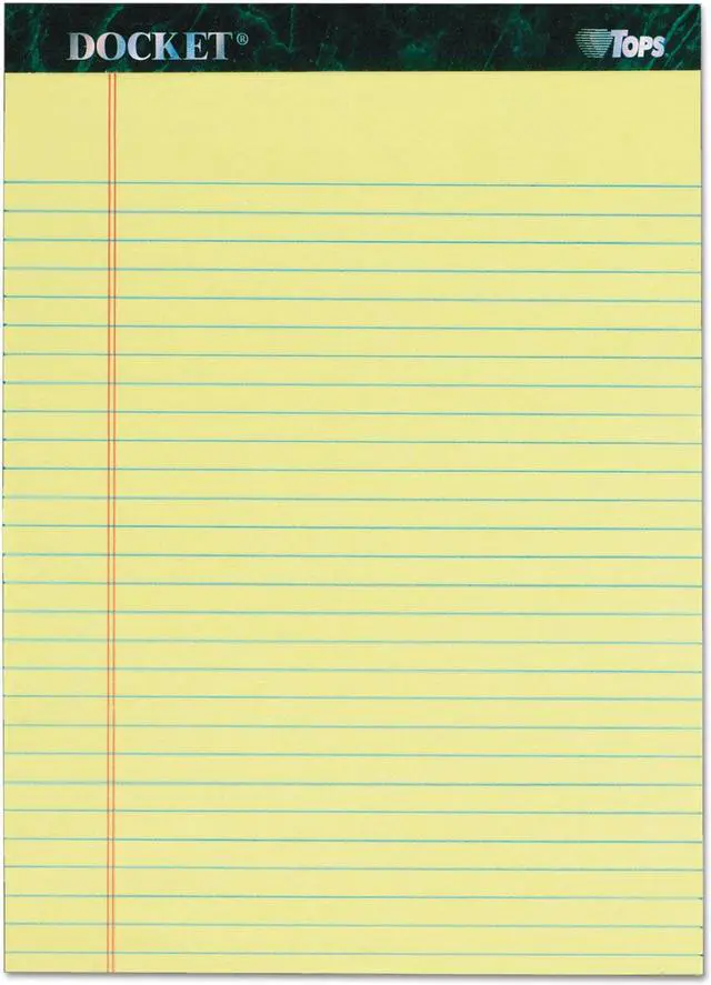 Main image of TOPS Docket Ruled Perforated Pads 8 1/2 x 11 3/4 Canary 50 Sheets 6/Pack 63406