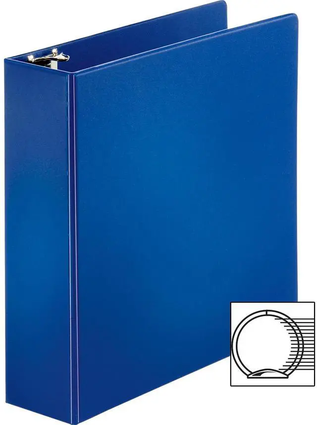 Alt view image 2 of 5 - Business Source Round Ring Binder w/ Pockets 3" Dark Blue 28661