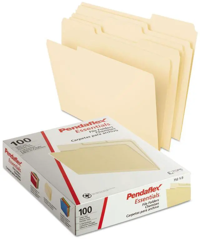 Alt view image 9 of 14 - Pendaflex Essentials File Folders 1/3 Cut Top Tab Letter Manila 100/Box 75213