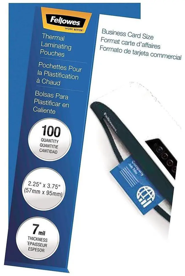 Alt view image 13 of 18 - Fellowes Glossy Pouches - Business Card, 7 Mil, 100 Pack