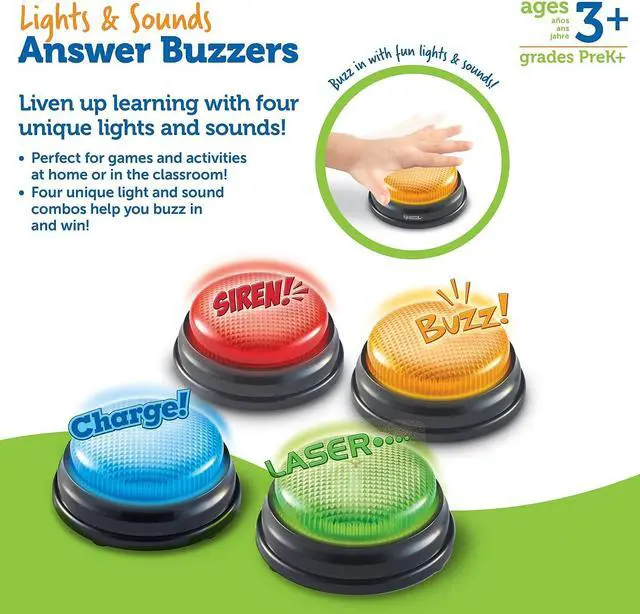 Alt view image 13 of 13 - LEARNING RESOURCES LIGHTS AND SOUNDS BUZZERS SET OF 4