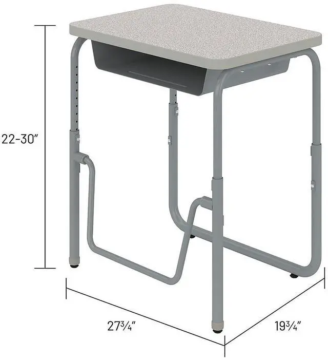 Alt view image 8 of 10 - Safco 1226GR Learn Nesting Trapezoid Desk - 32.83" x 22.25" to 29.5" - Gray