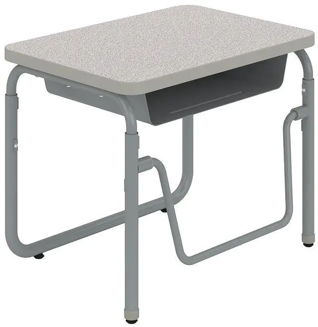 Alt view image 2 of 10 - Safco 1226GR Learn Nesting Trapezoid Desk - 32.83" x 22.25" to 29.5" - Gray