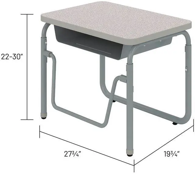Alt view image 9 of 10 - Safco 1226GR Learn Nesting Trapezoid Desk - 32.83" x 22.25" to 29.5" - Gray