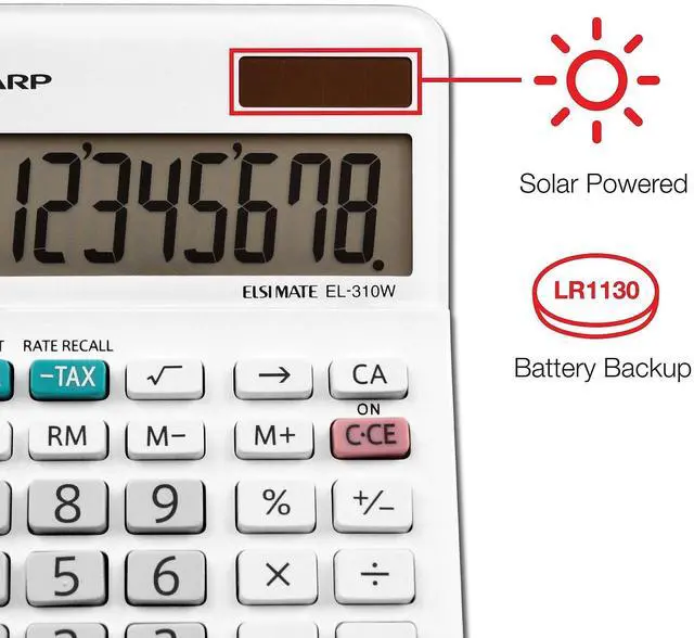 Alt view image 15 of 19 - Sharp EL-310WB Mini Desktop Calculator 8-Digit LCD EL310WB