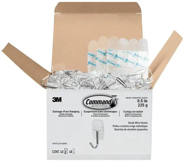 Alt view image 2 of 20 - Command 17067CLR-S40NA Clear Small Wire Hook, 40/Pack